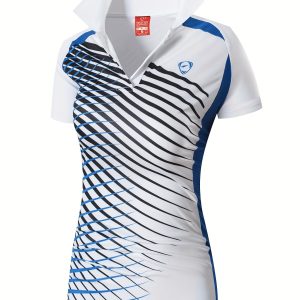 Women's Activewear: Lapel Neck Stripe Polo Shirts - Short Sleeve Quick Drying Fashion Jersey for Golf, Tennis & More!